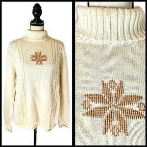 Vintage Liz Claiborne :: Crazy Horse Snowflake Cable Knit Women's Sweater Size M